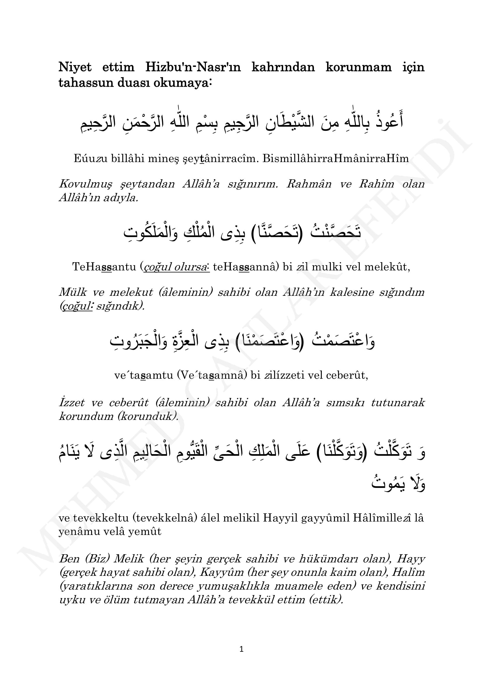 Hizbu’n-Nasr 1. sayfa