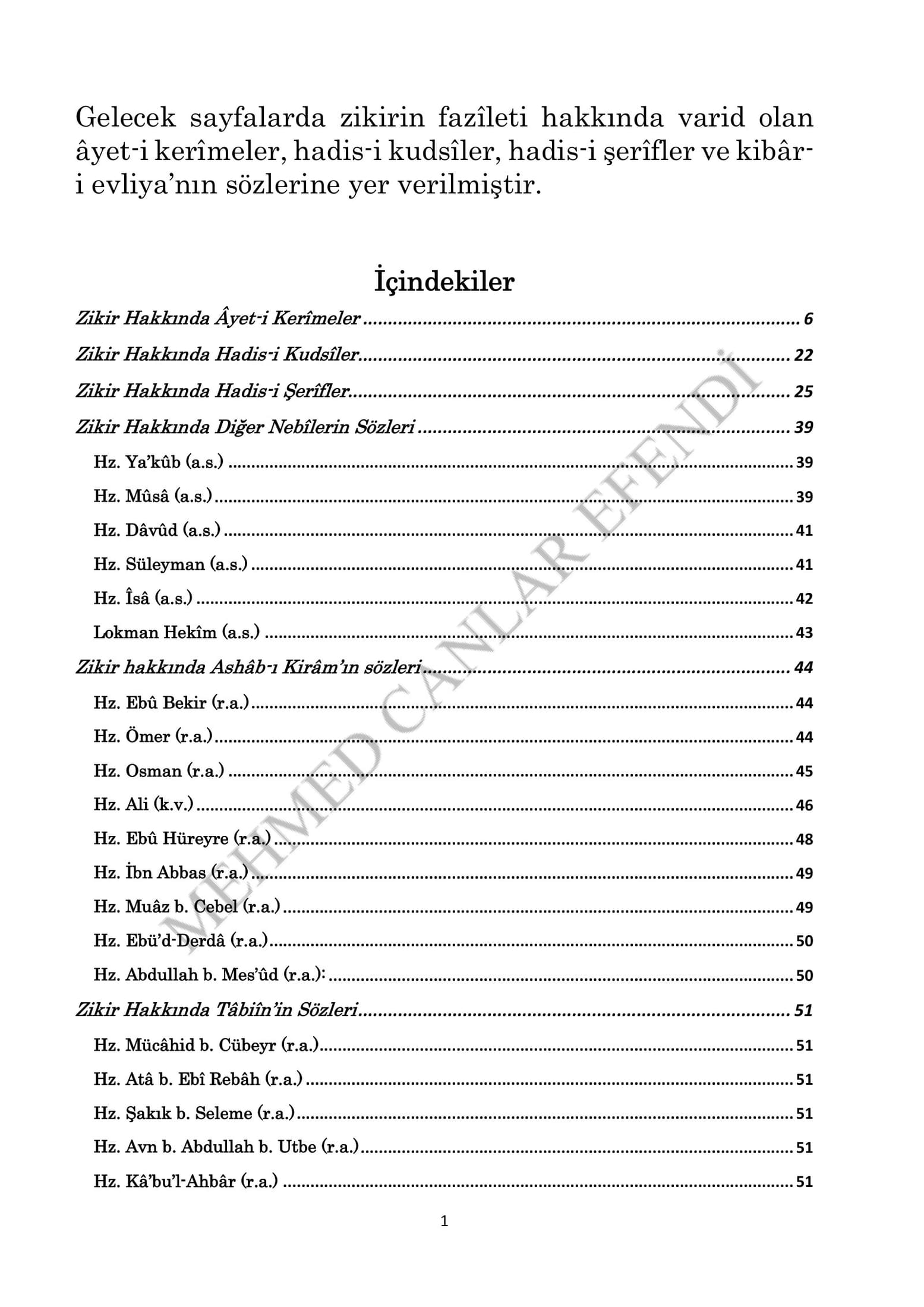 Zikrin Fazileti 1. sayfa