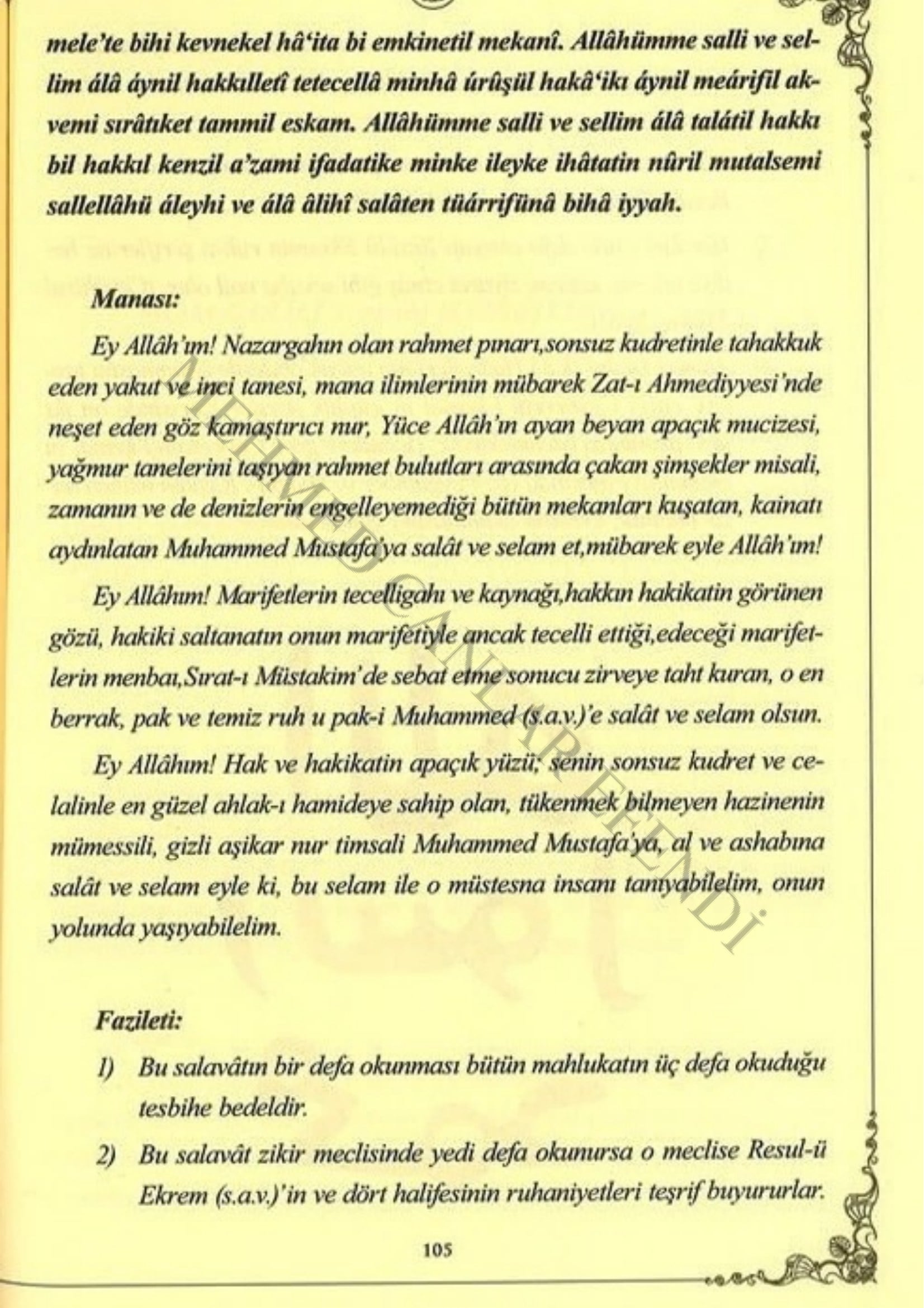 Salât-ül Esrar 2. örnek sayfa